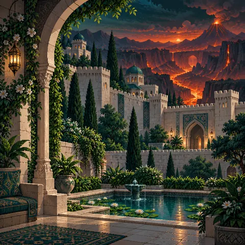 Shelter from the Fire imaginative pixel landscape