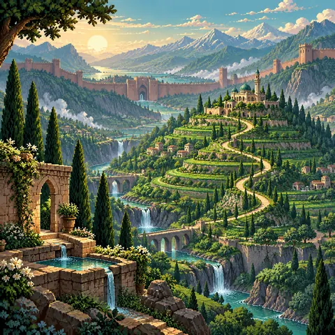 A Hundred Acts of Tawḥīd imaginative pixel landscape