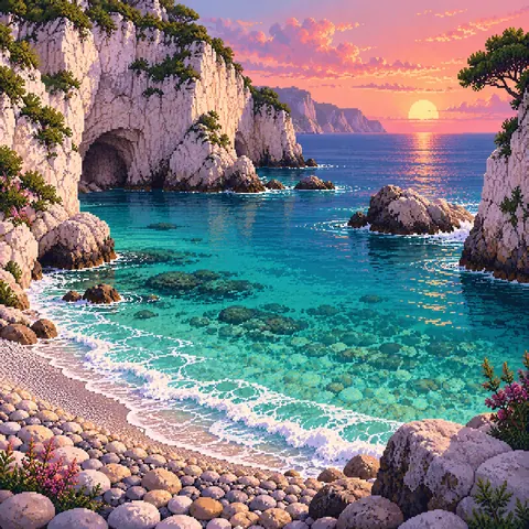 After Prayer: Waves of Forgiveness imaginative pixel landscape