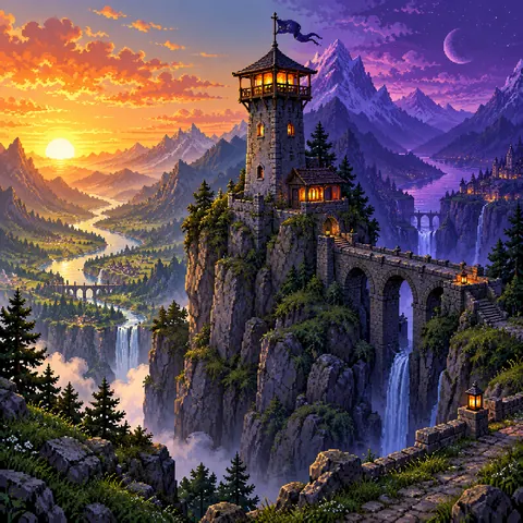Shelter at Dawn & Dusk imaginative pixel landscape