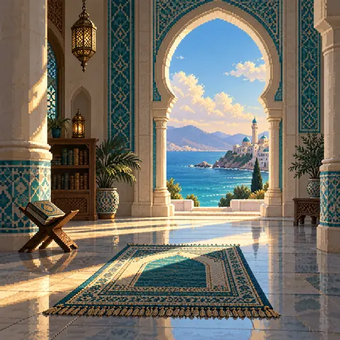 Peace after Prayer imaginative pixel landscape