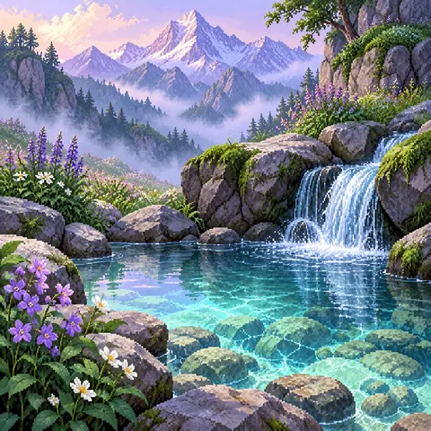 Relief in Pain imaginative pixel landscape