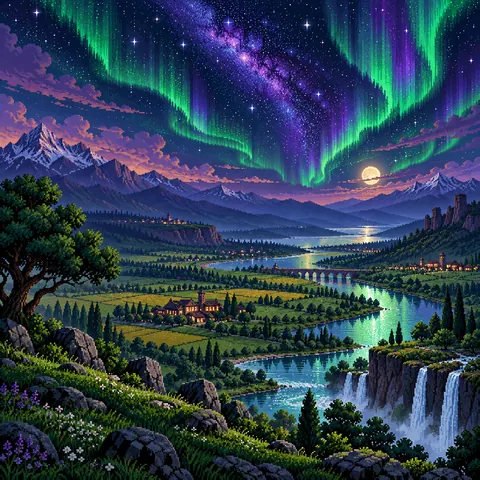 Heavens & Earth imaginative pixel landscape