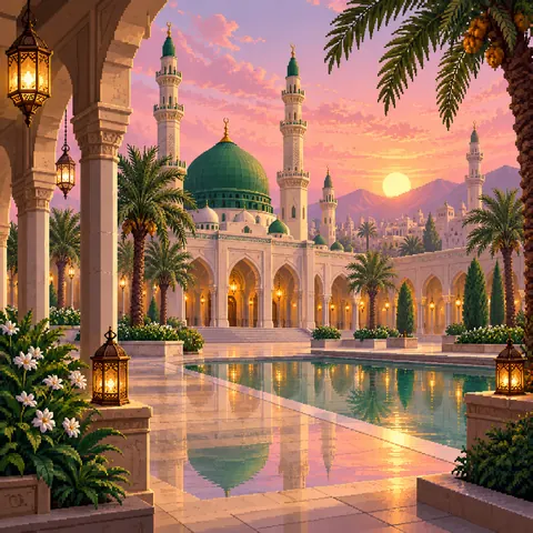 Blessings upon the Prophet ﷺ imaginative pixel landscape