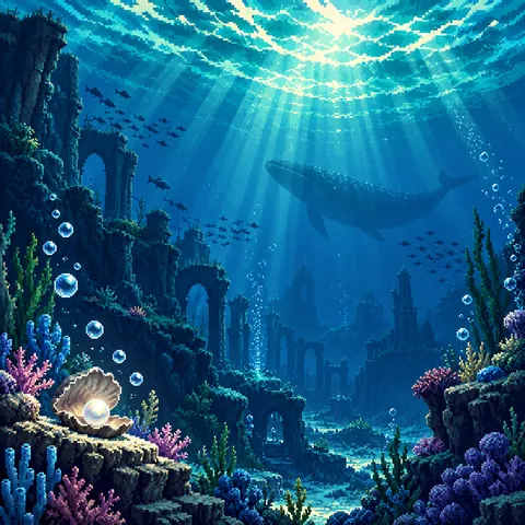 The Prayer of Yūnus imaginative pixel landscape