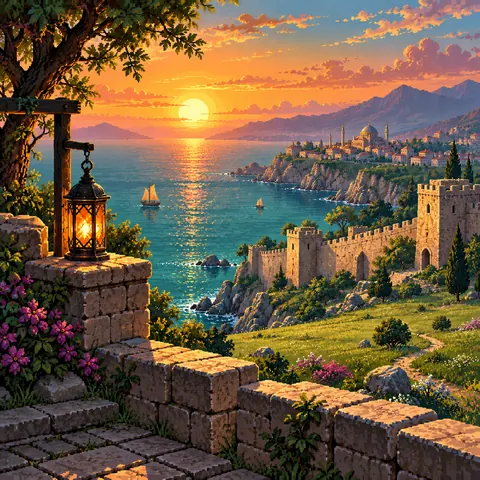 Dawn & Dusk: Tawḥīd imaginative pixel landscape